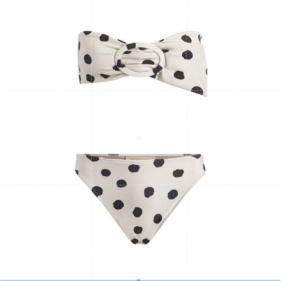 2pc Set Adriana Degreas Pois Polka Dot Strapless Bandeau High Waisted Bikini - Picture 3 of 8